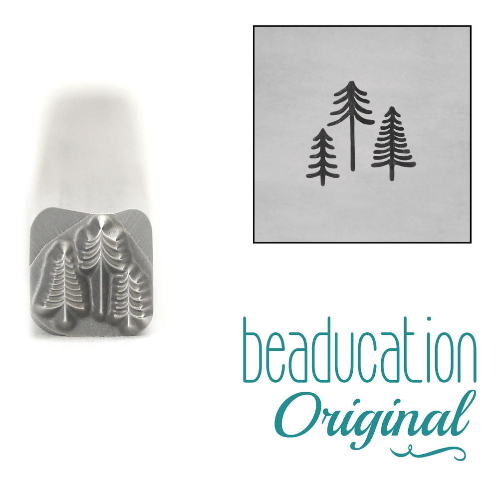 Metal Stamping Tools Three Tiny Trees Design Stamp, 5mm - Beaducation Original